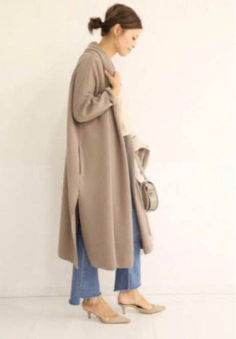 【極美品】ドゥーズィエムクラス　MUSE　スムースニットガウンコート　ベージュ