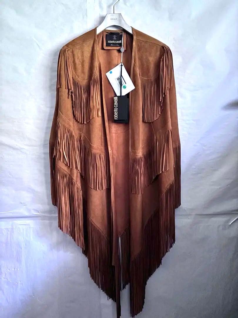 roberto cavalli ロベルトカヴァリ　レザーポンチョ　ケープコート