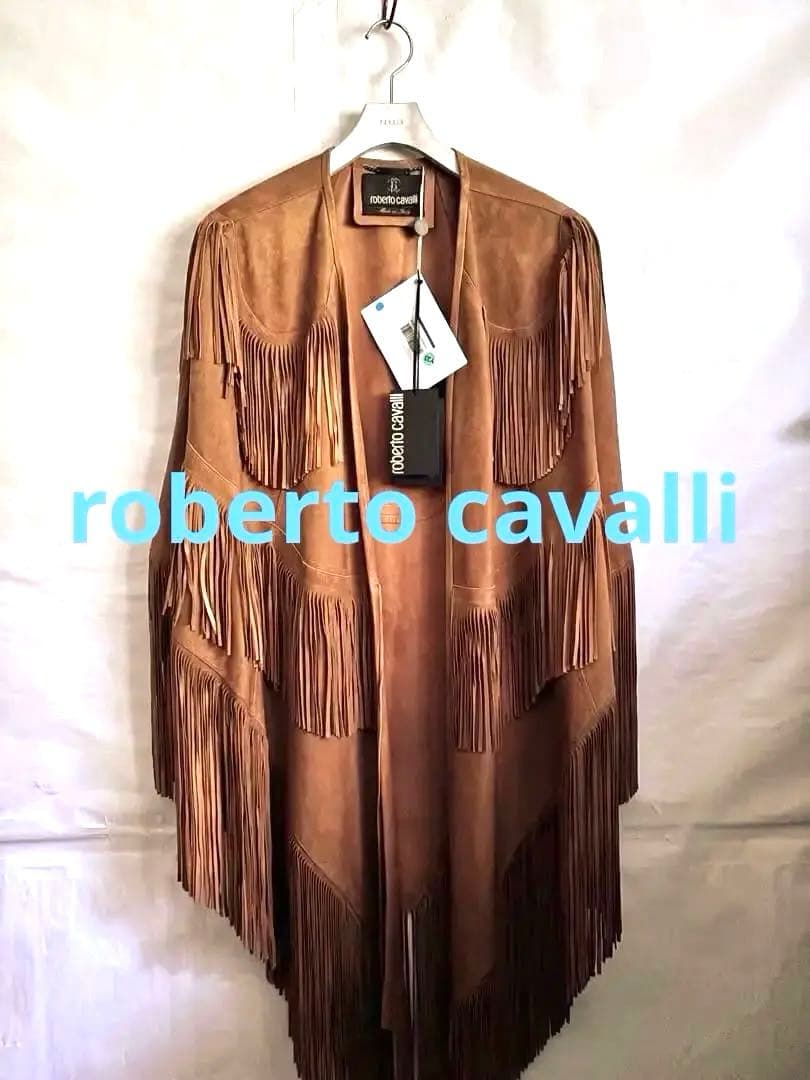 roberto cavalli ロベルトカヴァリ　レザーポンチョ　ケープコート