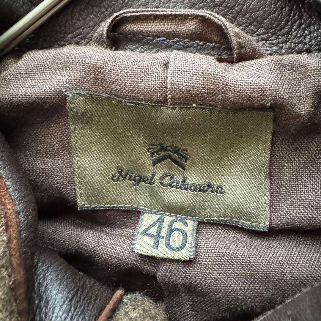 【ナイジェルケーボン】ピーコート　46 ダブル ブラウン　茶色　レザー