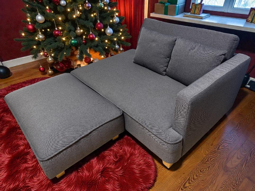 ✨美品✨LOWYA ロウヤ カウチソファ 2人掛け オットマン付 グレー①✨