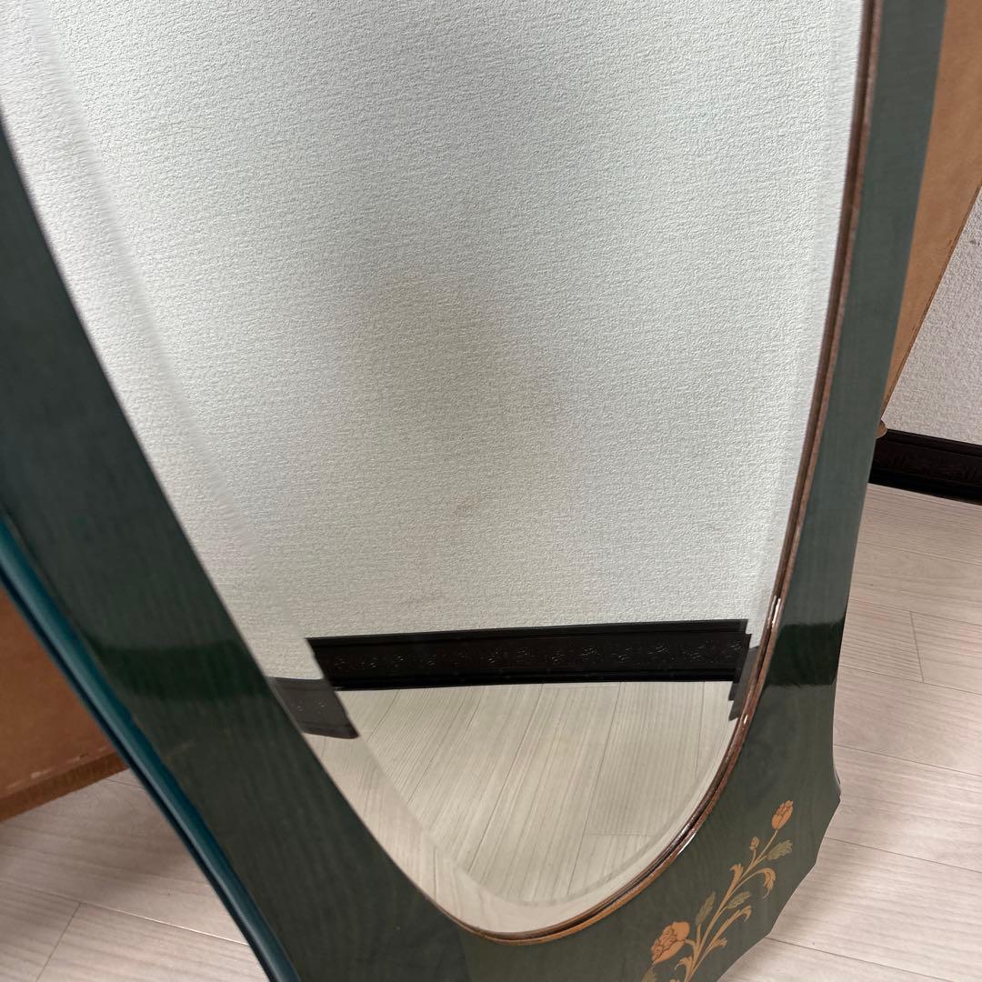 展示品 イタリア製 象嵌 ウォールミラー 壁掛け鏡 姿見 花柄 ※i1※