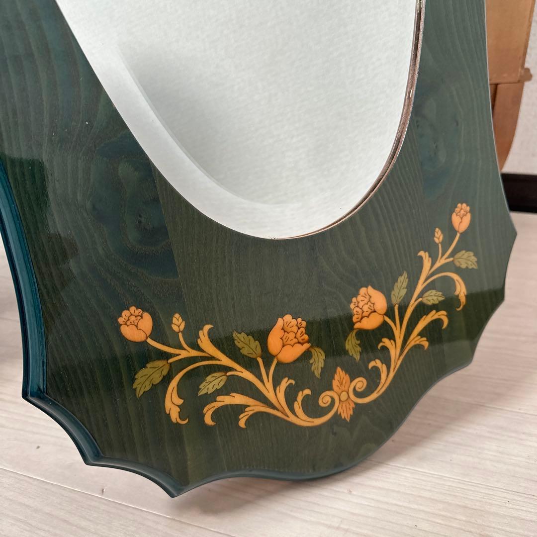 展示品 イタリア製 象嵌 ウォールミラー 壁掛け鏡 姿見 花柄 ※i1※