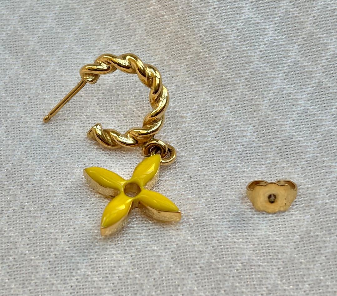 LOUIS VUITTON ブークルドレイユ ピアス 赤 黄 ゴールド 3点