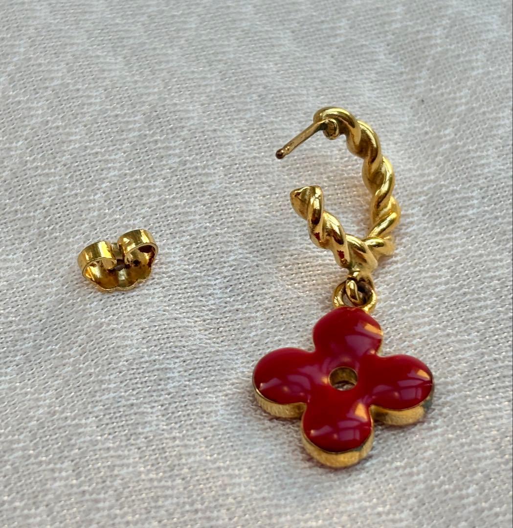 LOUIS VUITTON ブークルドレイユ ピアス 赤 黄 ゴールド 3点
