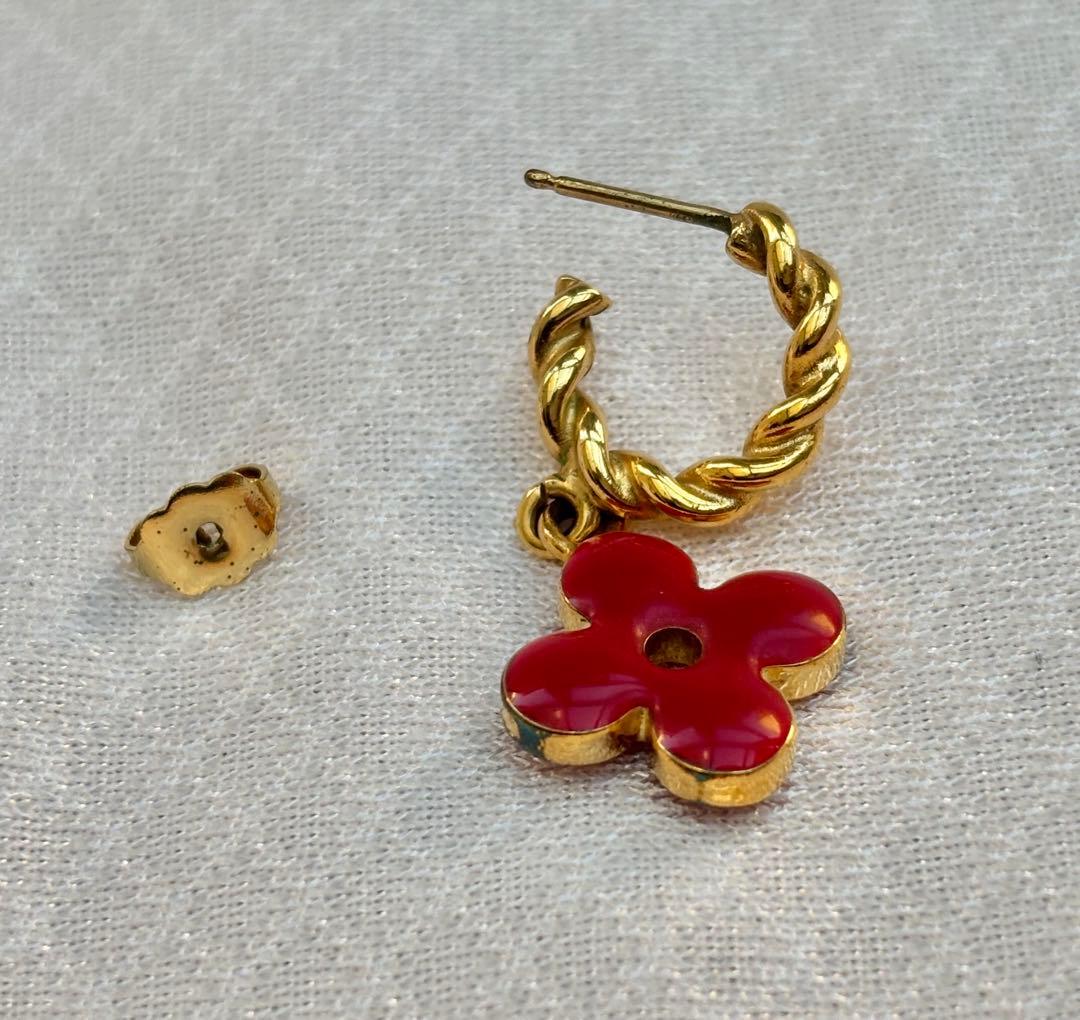 LOUIS VUITTON ブークルドレイユ ピアス 赤 黄 ゴールド 3点