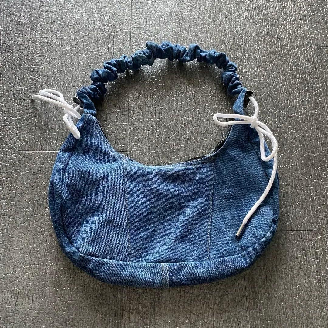 adidas デニム ストライプ ショルダーバッグ　リメイク　再構築