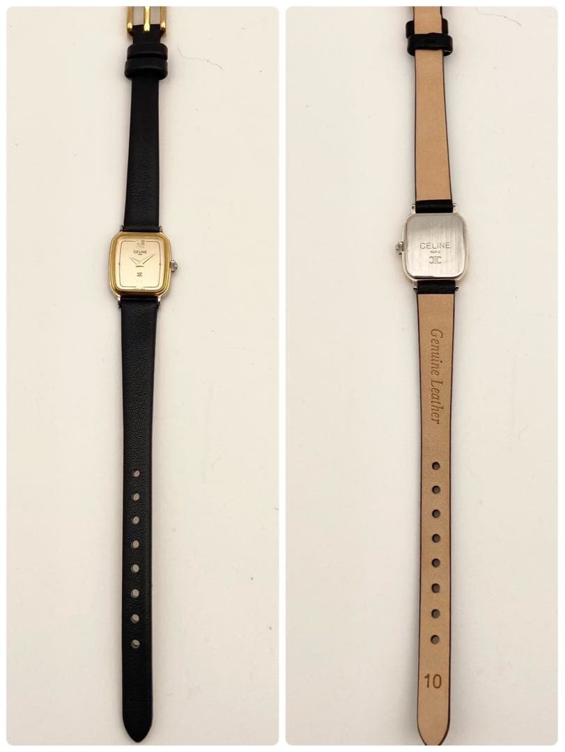 【稼働品】セリーヌ トリオンフ　ロゴ スクエア クォーツ 腕時計 8311