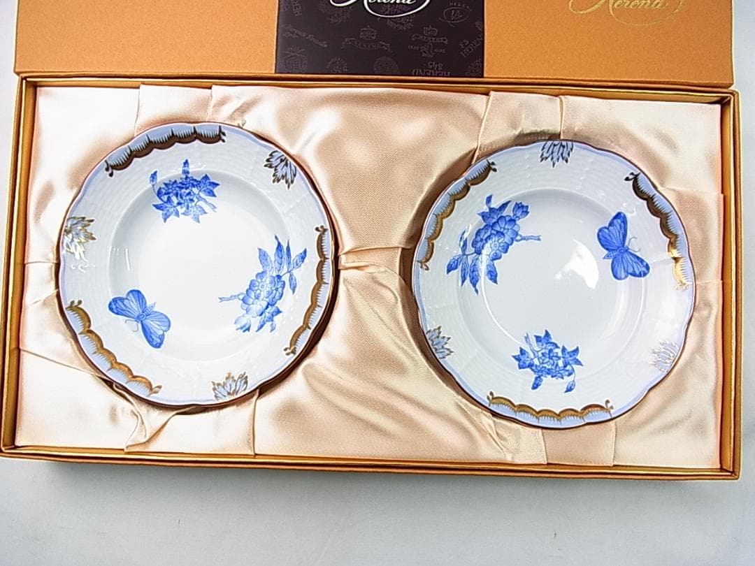 正規未使用自宅保管品Herendヘレンドヴィクトリアブーケ小皿プレート2枚箱有