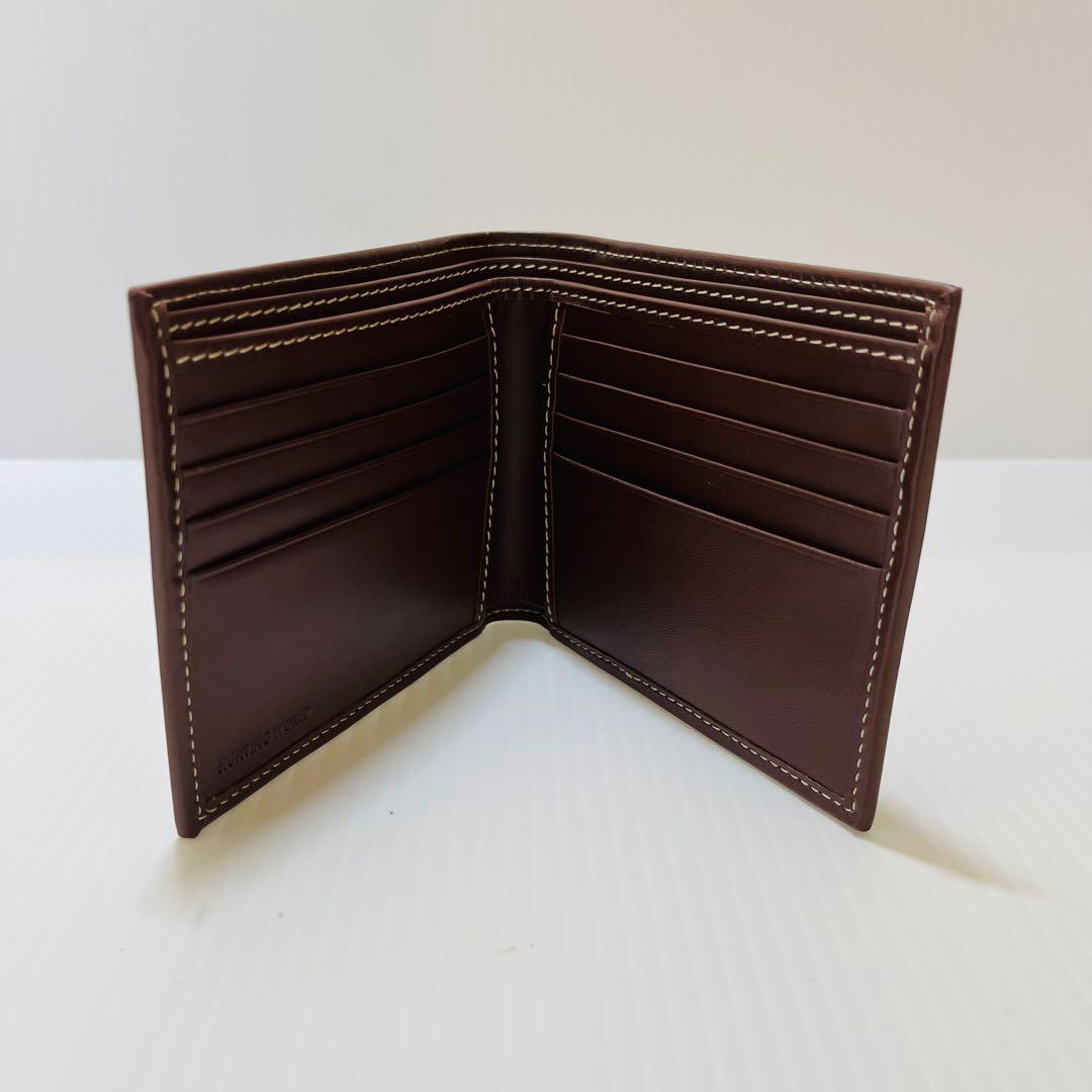 新品未使用【ハンティングワールド】二つ折り財布 キャンバスレザー ベージュ