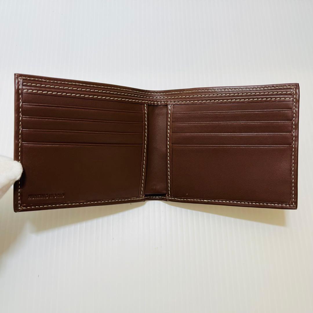 新品未使用【ハンティングワールド】二つ折り財布 キャンバスレザー ベージュ