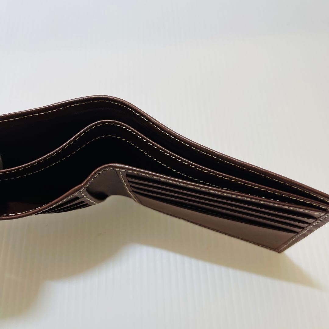 新品未使用【ハンティングワールド】二つ折り財布 キャンバスレザー ベージュ