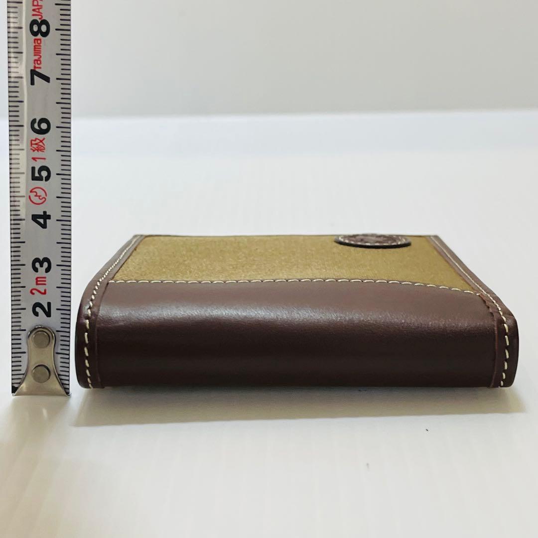 新品未使用【ハンティングワールド】二つ折り財布 キャンバスレザー ベージュ
