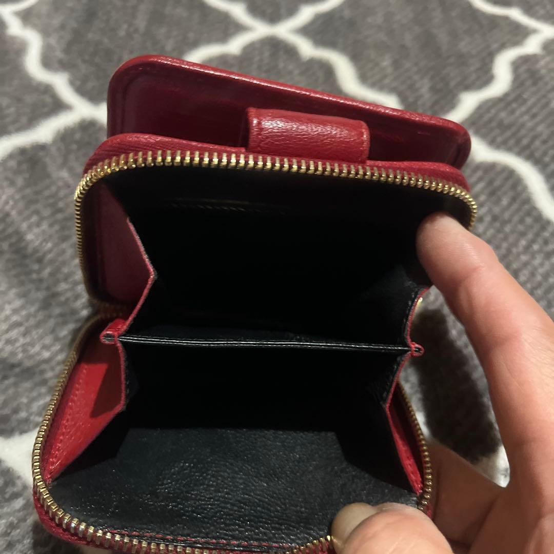 YSL 二つ折り財布 レッド