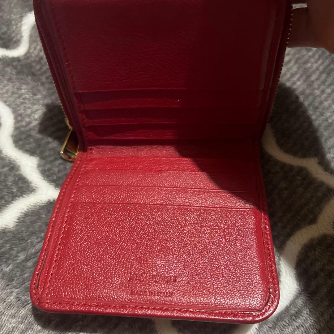 YSL 二つ折り財布 レッド