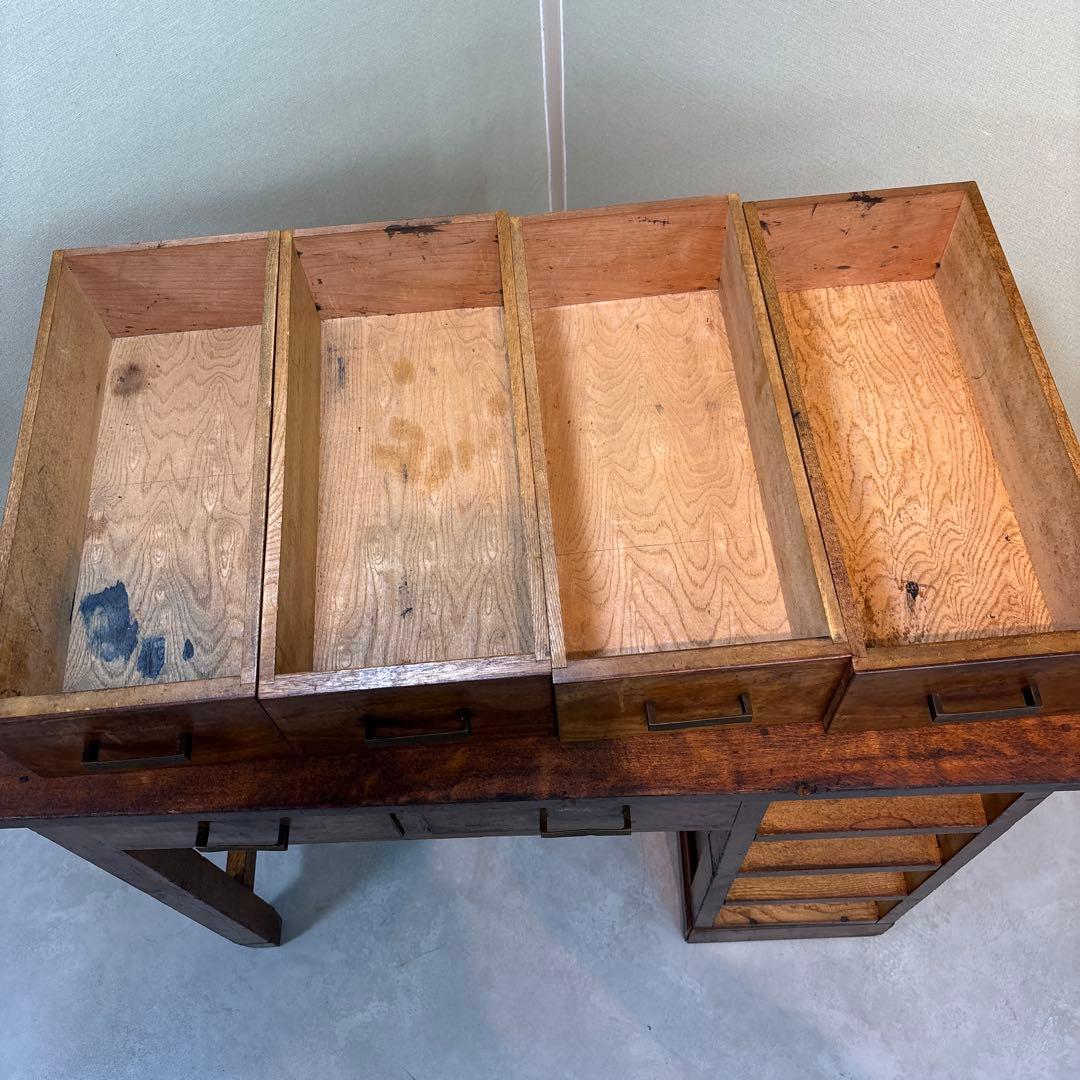 昭和レトロ｜無垢材の片袖机　アンティーク　デスク 木製　机　学習机