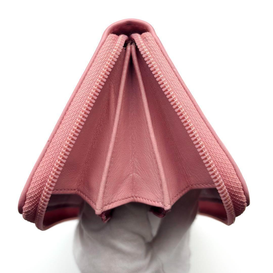 【極美品✨】シャネル 長財布 カメリア 型押し ラウンドジップ PI