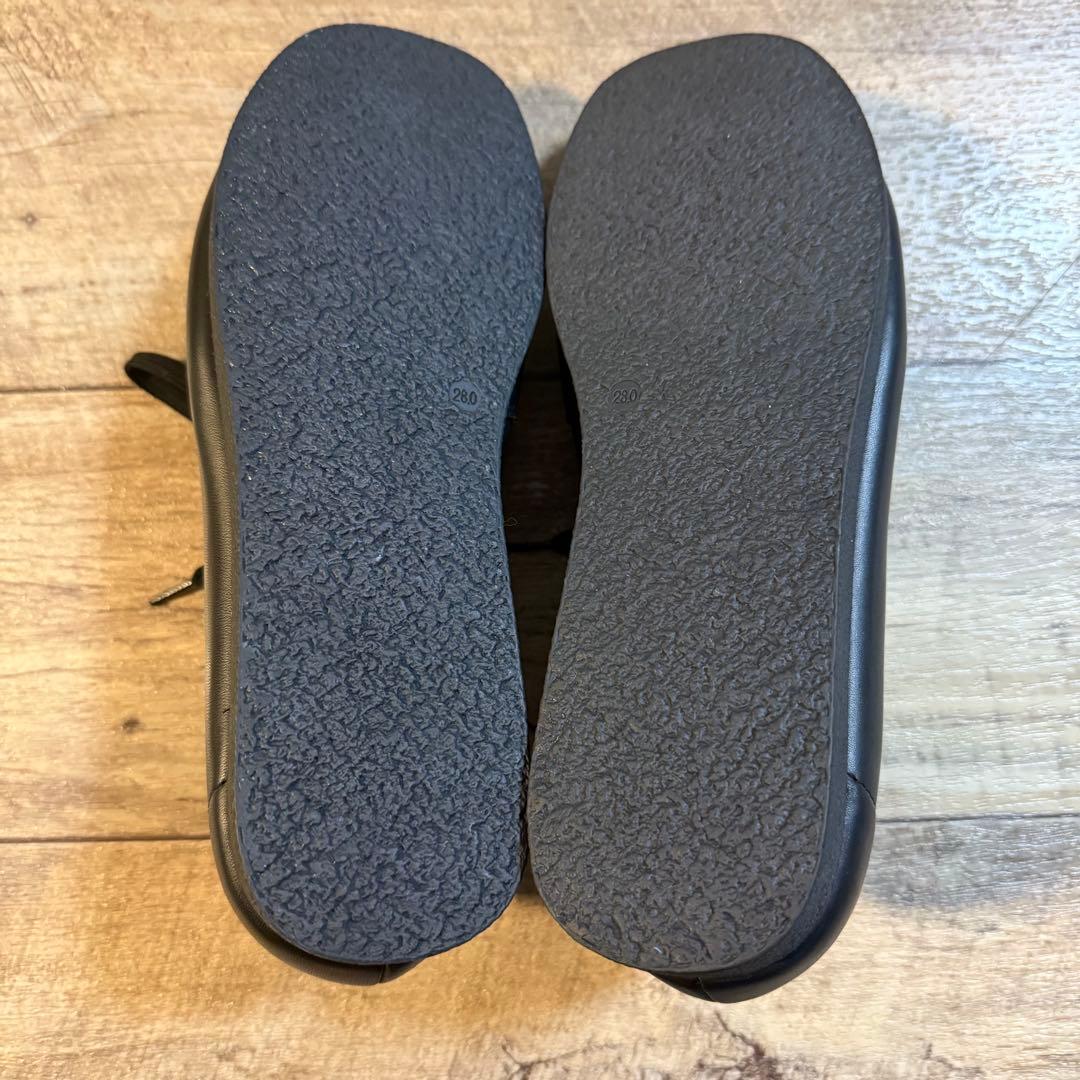 新品未使用品 レア GU ネット限定 リアルレザー 黒 モカシンシューズ 28