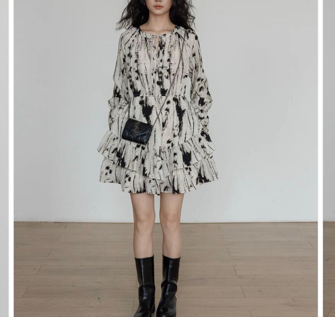 vastand ひざ丈ワンピース ラウンドネック ヴィンテージ ワンピース S