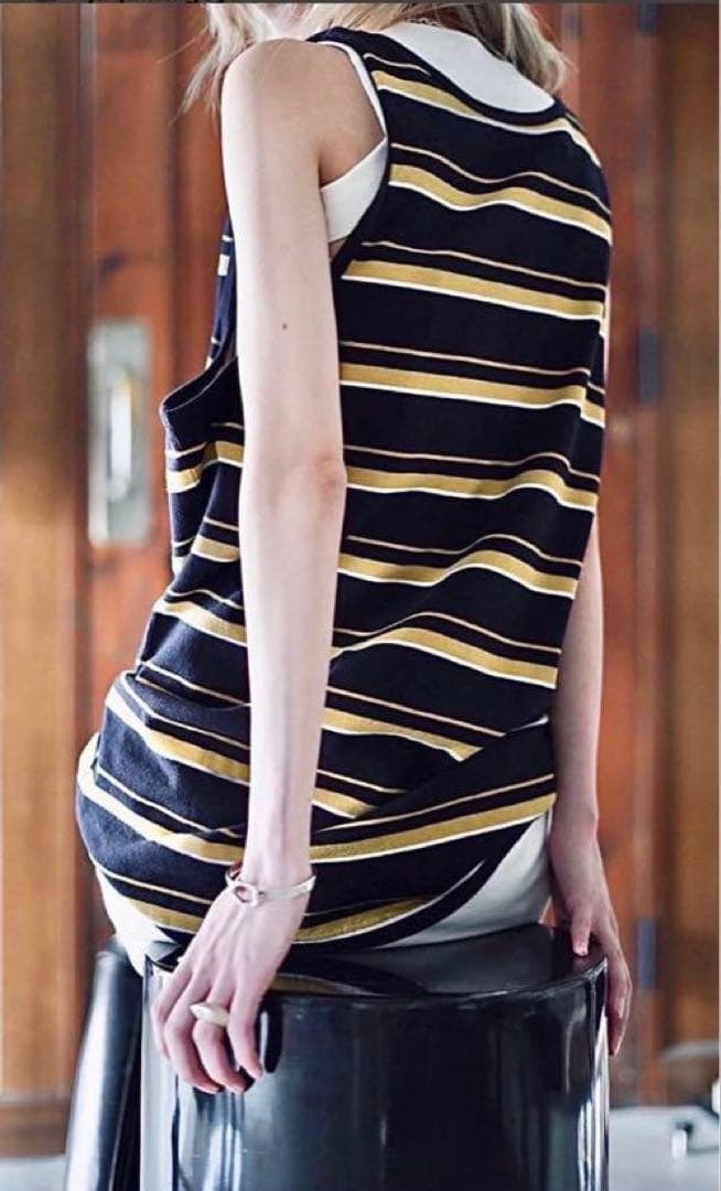 美品 フミカウチダ ボーダー オーバーサイズ タンクトップ Lサイズ