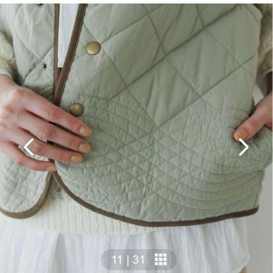 新品＊北欧暮らしの道具店キルティングベスト(ライトカーキ)