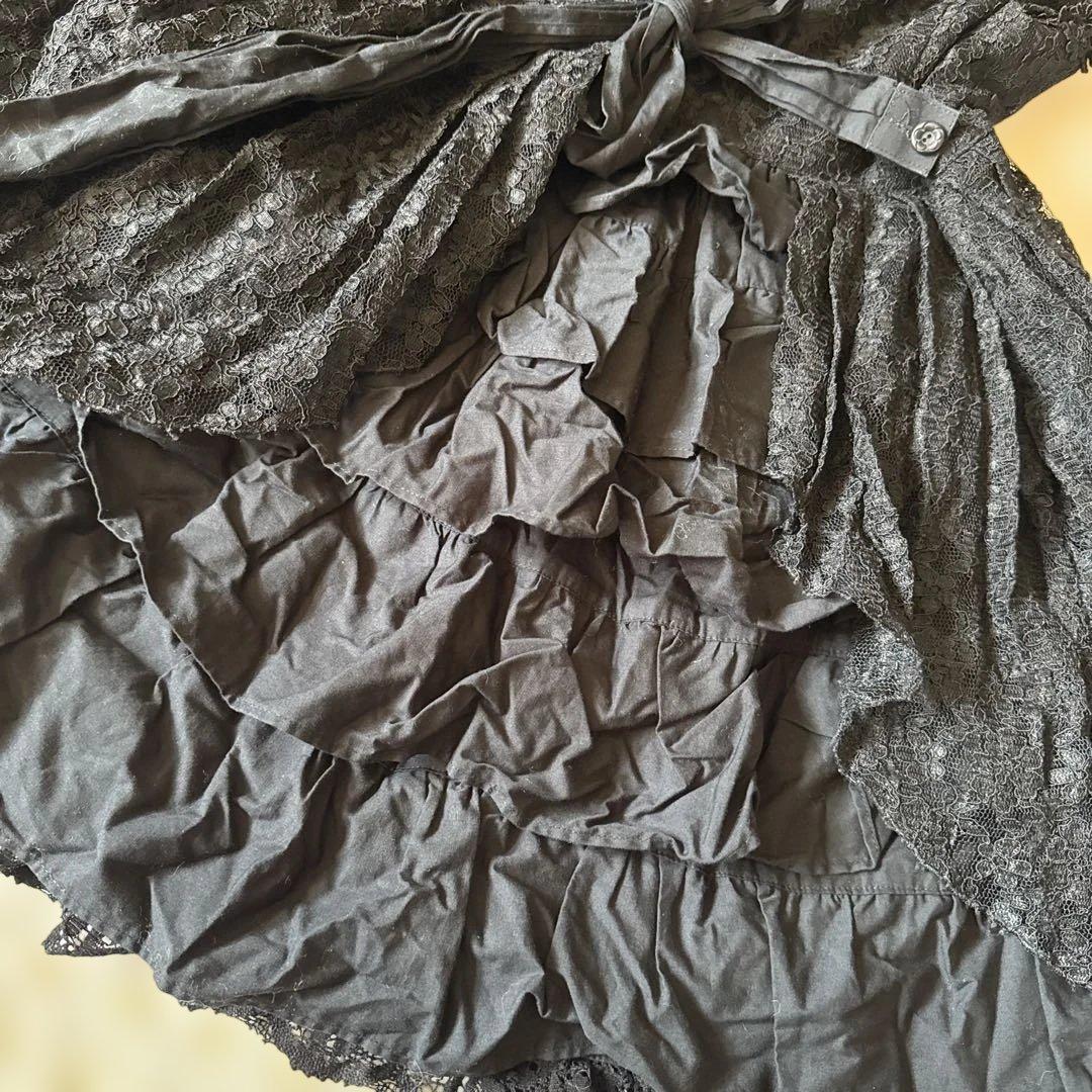 レースプリーツジャンパースカート　黒