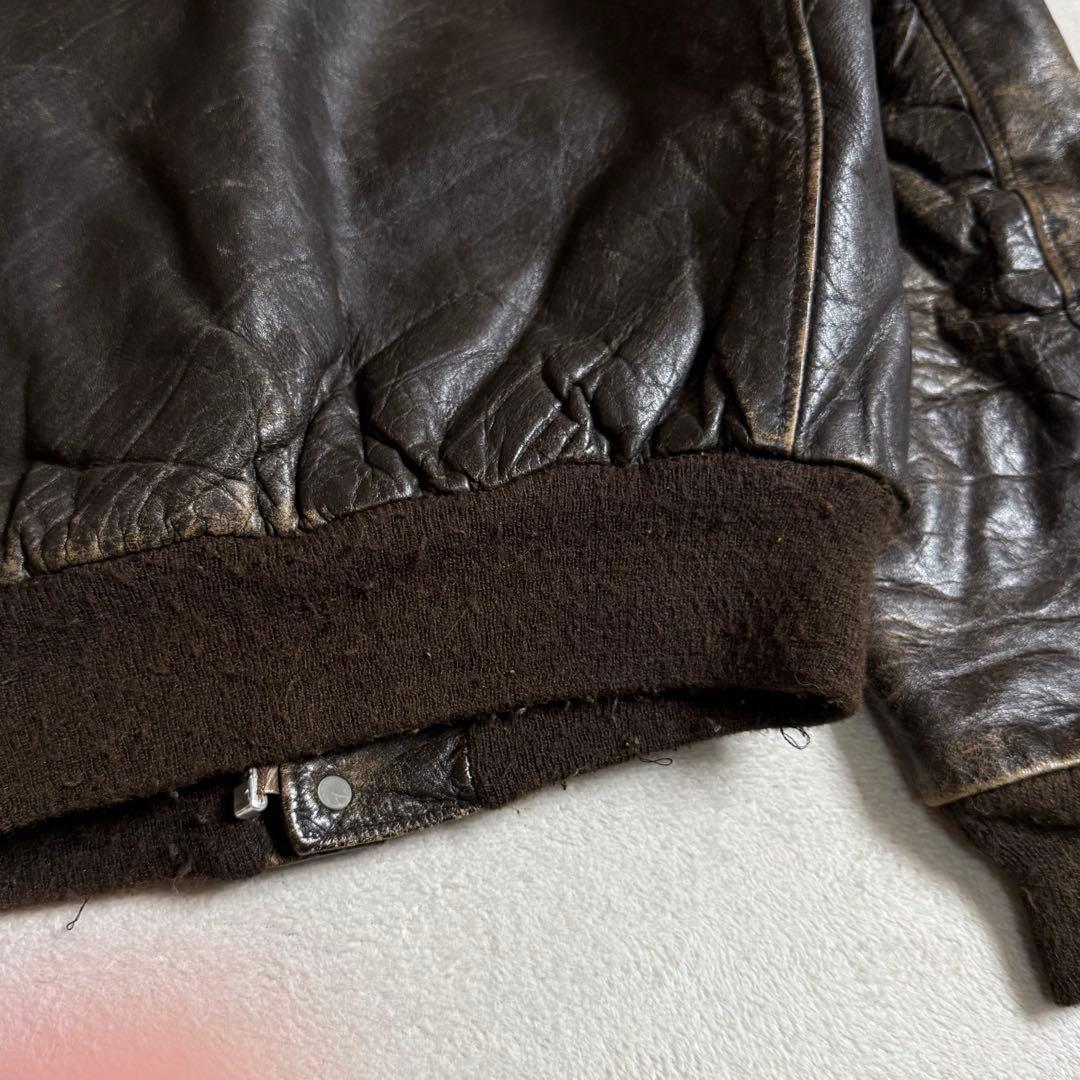70s Schott レザー フライトジャケット ボア ビンテージ 46