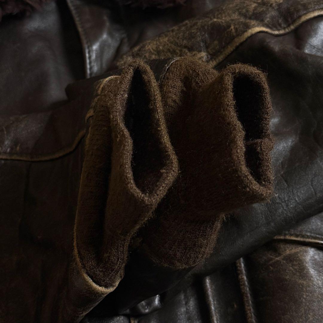 70s Schott レザー フライトジャケット ボア ビンテージ 46