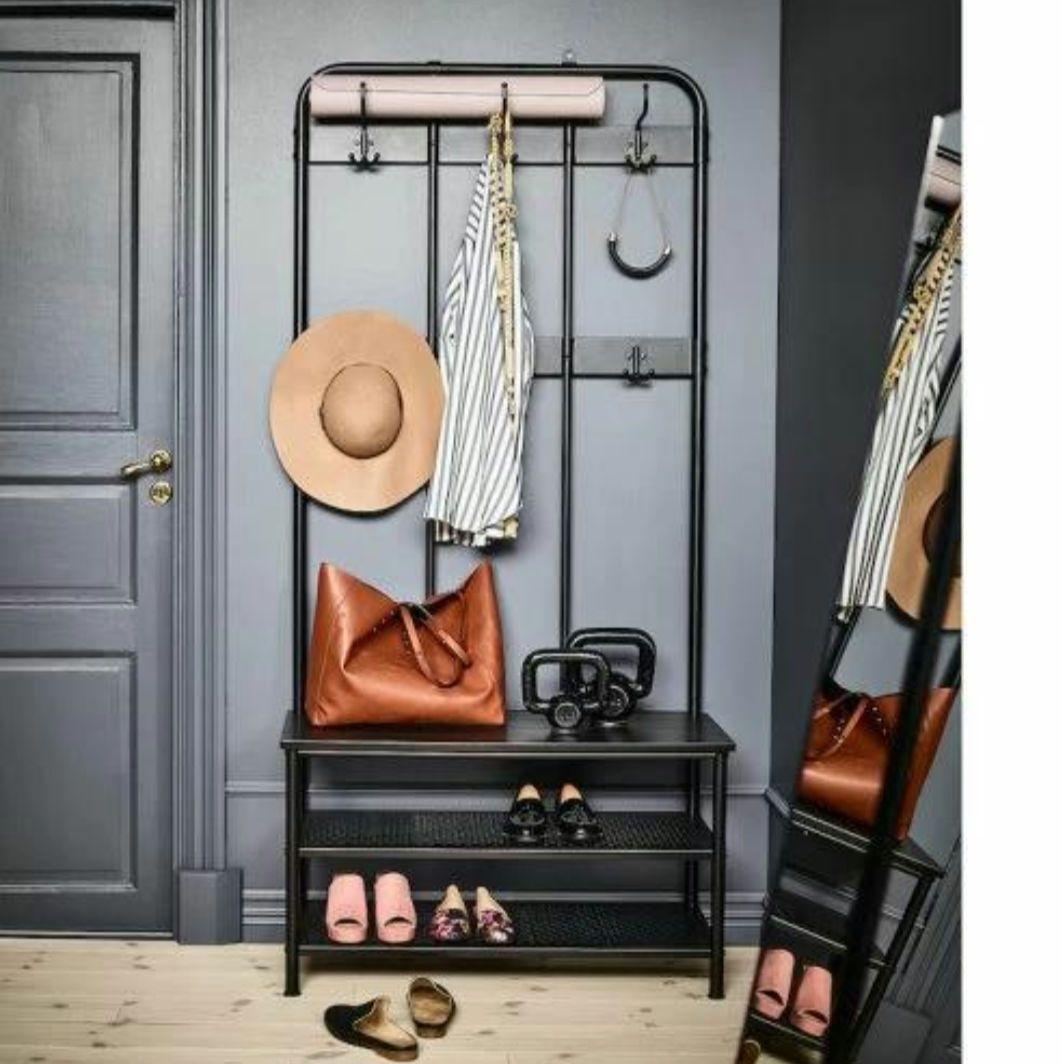 PINNIG 　ピンニグ コートラック 靴収納 ブラック193x37x90 cm