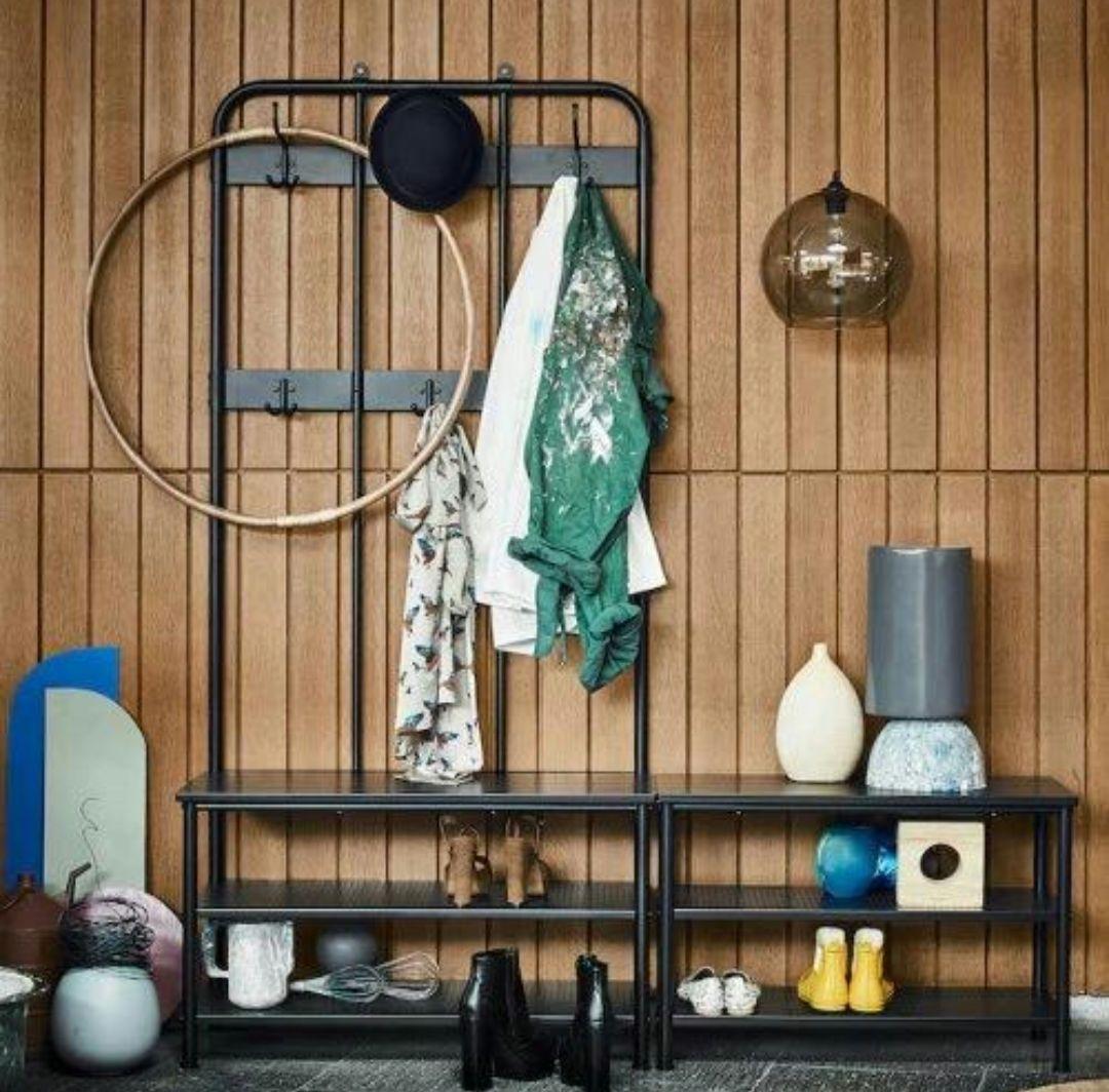 PINNIG 　ピンニグ コートラック 靴収納 ブラック193x37x90 cm