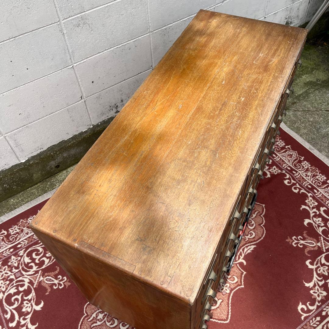 アンティーク古家具◾️引き出し30杯 木製図書カード入れ 収納棚 木製棚