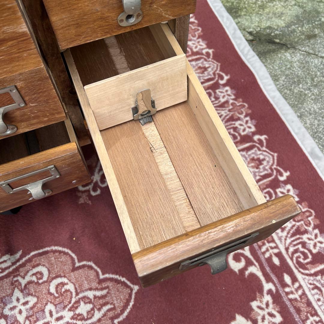 アンティーク古家具◾️引き出し30杯 木製図書カード入れ 収納棚 木製棚