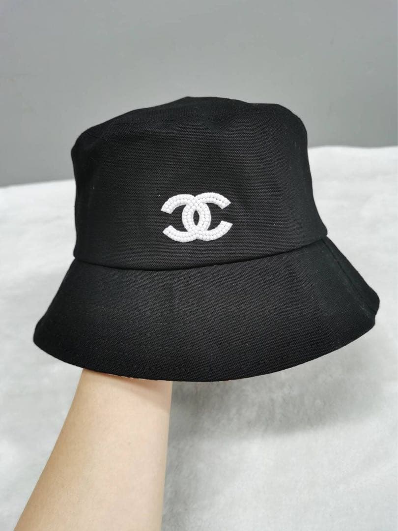 CHANEL ビーズ刺繍 ブラックバケットハット