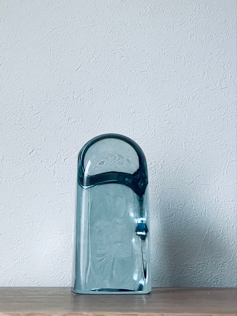 レア スタジオプレパ ガラス製 ライトブルーのブックエンド 1点もの