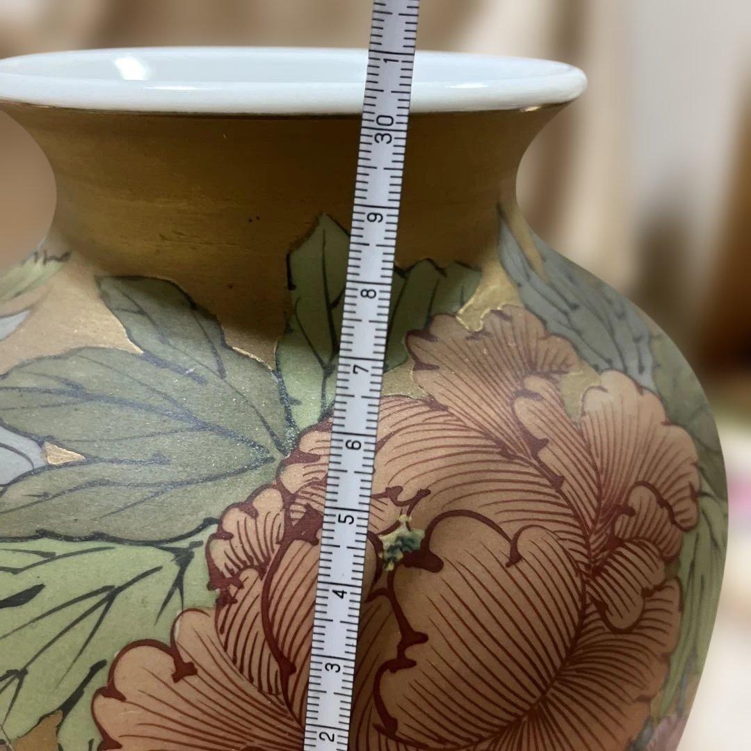 有田焼 憲山窯 金濃色絵牡丹文 大花瓶 飾壷 高30cm