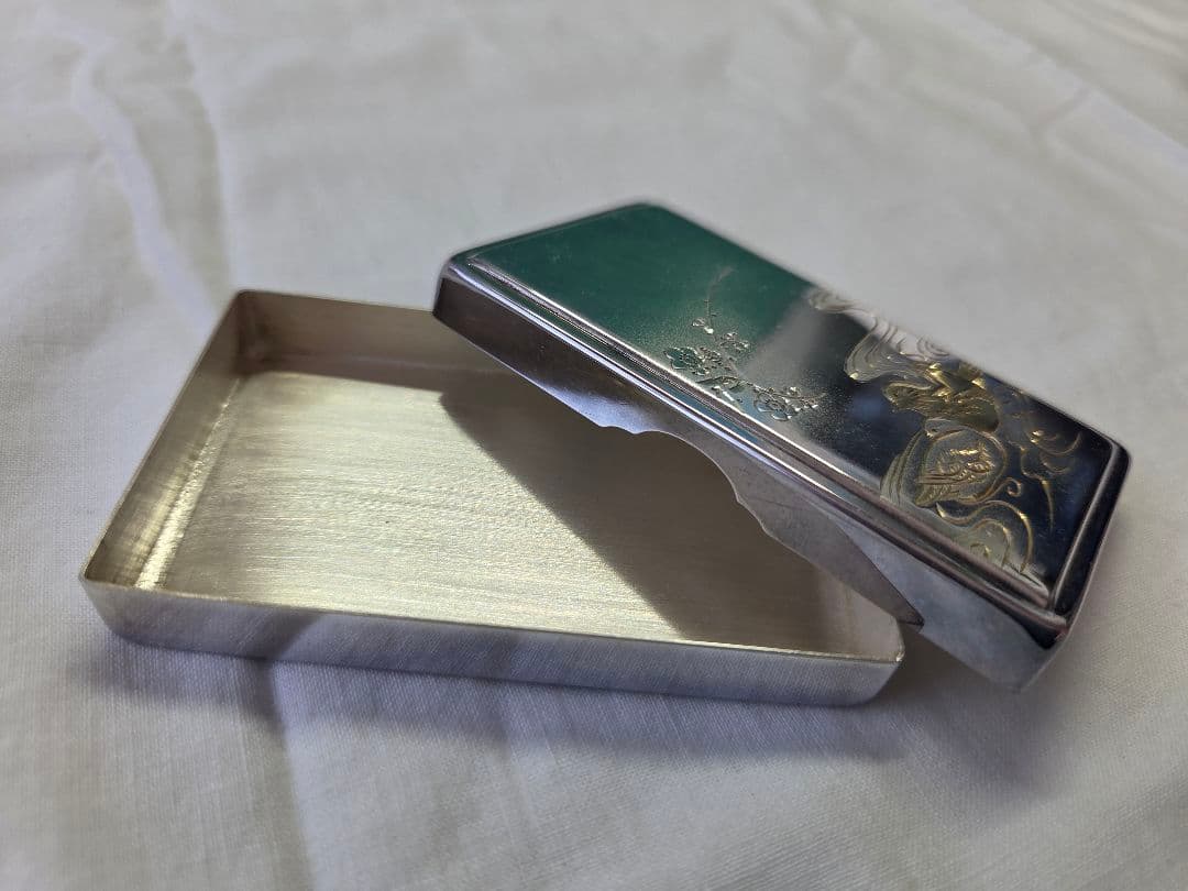 ミキモト　純銀製おしどり彫刻ケース　MIKIMOTO