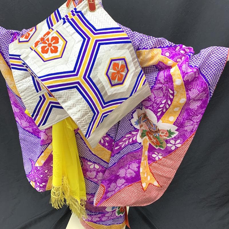 505ag5.帯揚げ 帯締め しごき□七五三 七歳 女児 着物&袋帯&長襦袢 □