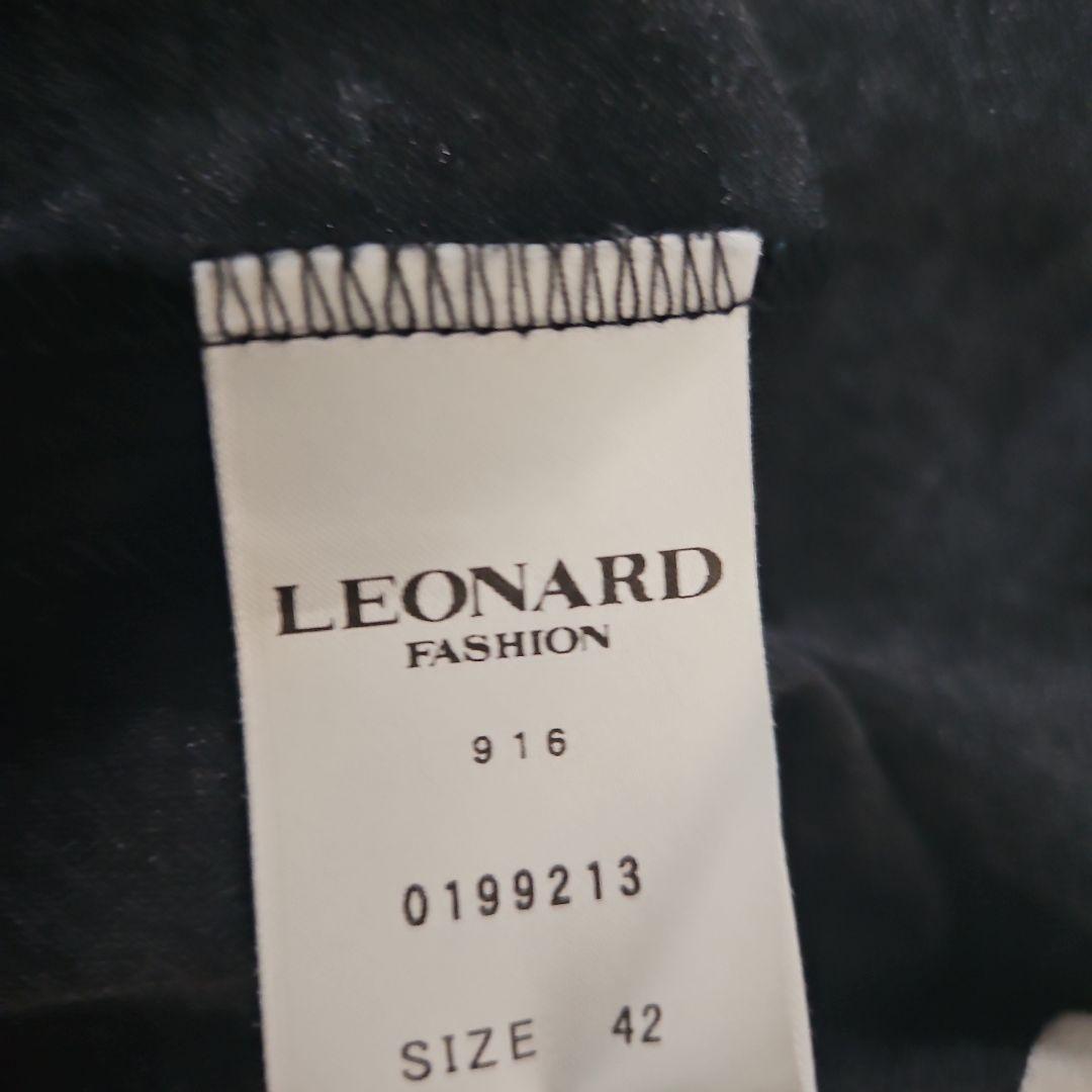 LEONARDブラック 花柄 五分袖チュニック