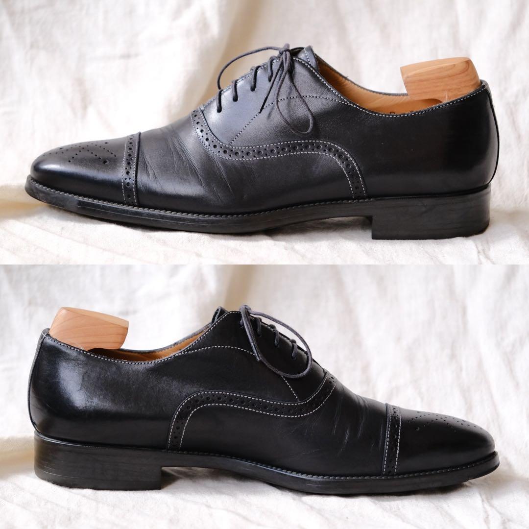 Santoniサントーニ グッドイヤーストレートチップメダリオン黒81/2D