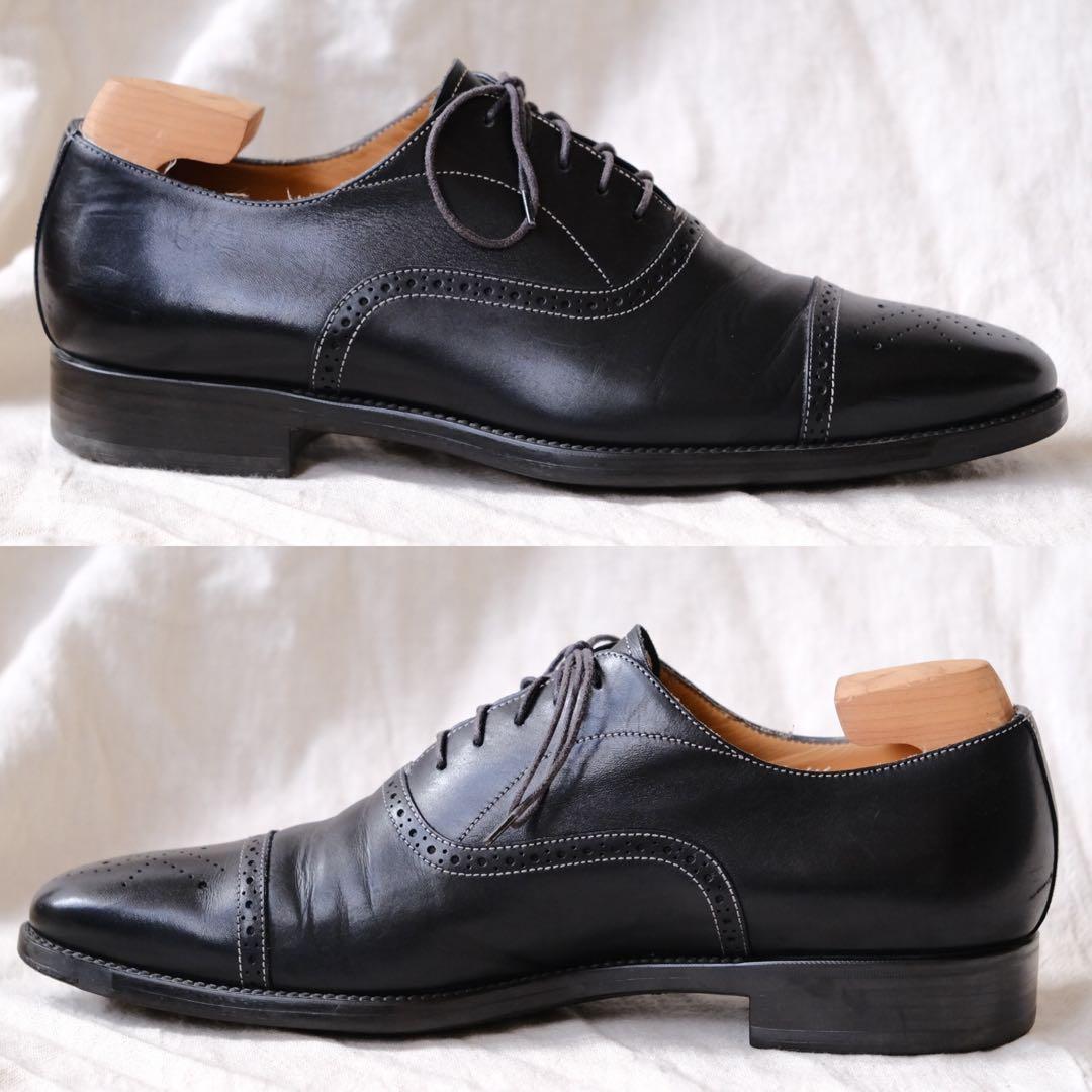 Santoniサントーニ グッドイヤーストレートチップメダリオン黒81/2D