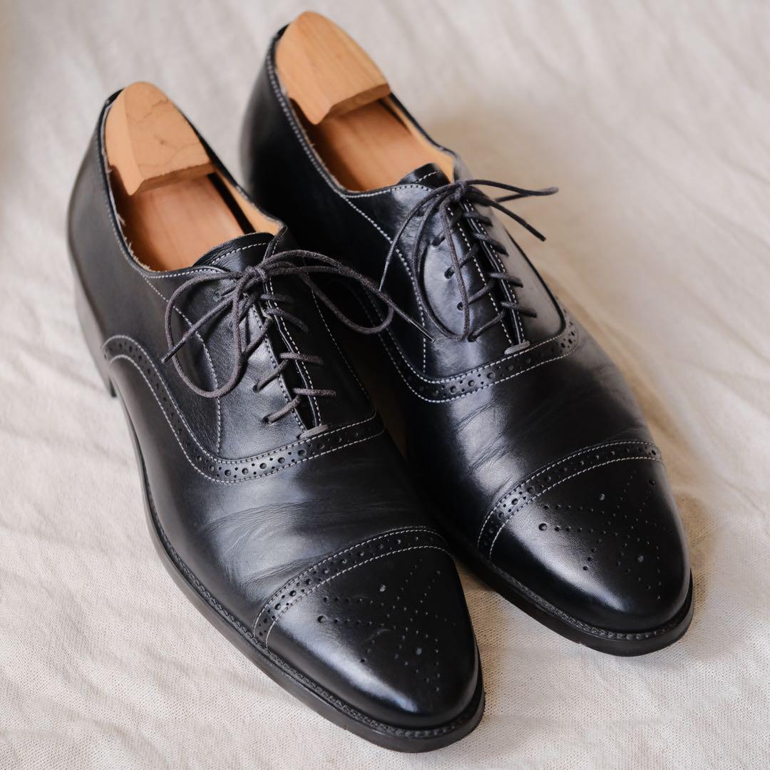 Santoniサントーニ グッドイヤーストレートチップメダリオン黒81/2D