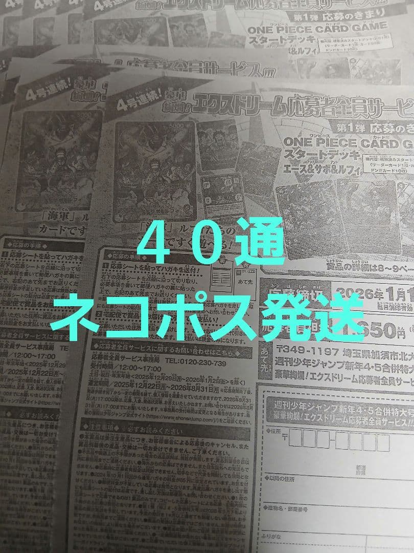 週刊少年ジャンプ【新年4•5合併特大号】エース&サボ&ルフィ　40通