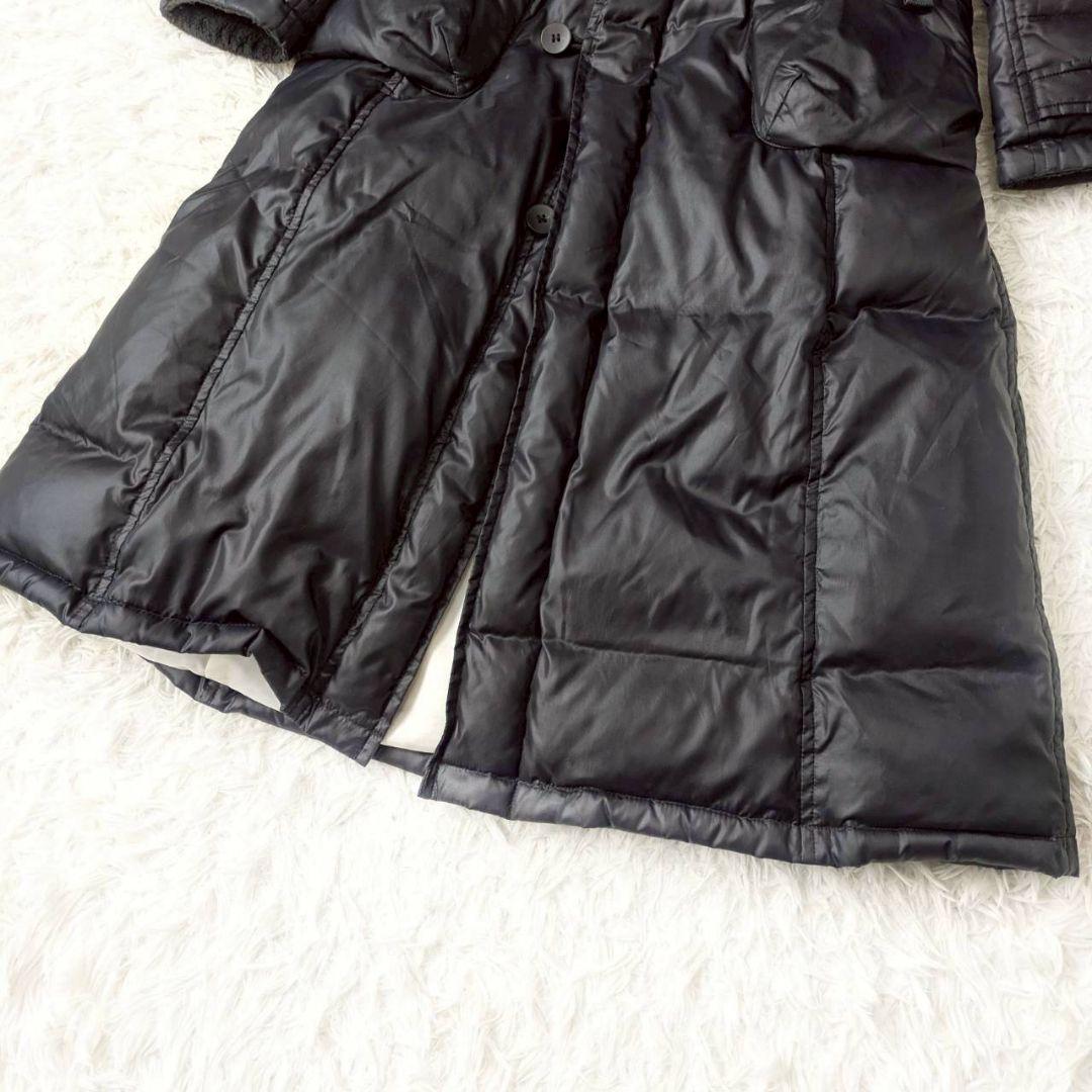 バジュラ ロング丈中綿コート フーデット 黒 フード内ボア ファー付 綺麗め 冬