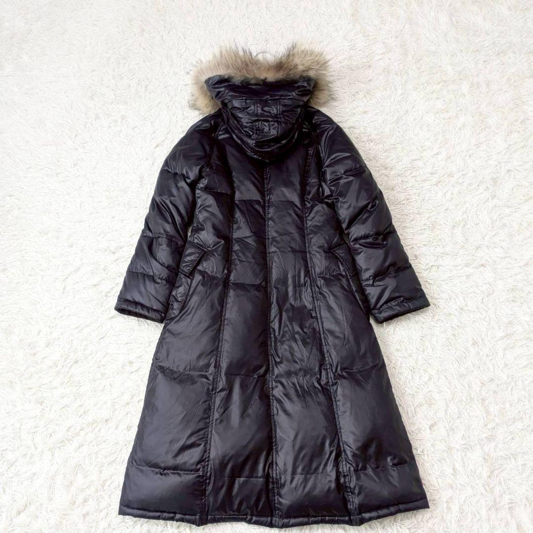 バジュラ ロング丈中綿コート フーデット 黒 フード内ボア ファー付 綺麗め 冬