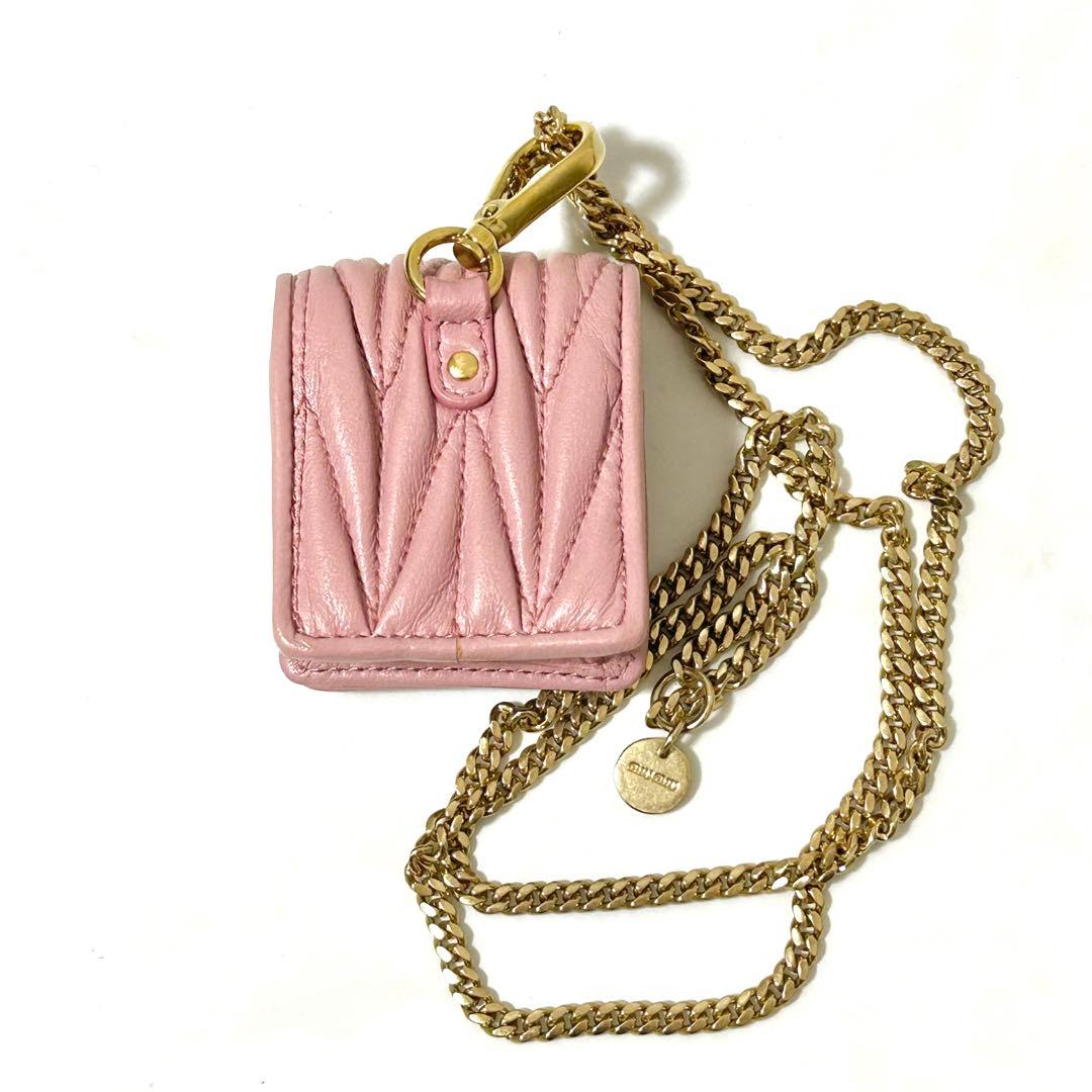 MIUMIU ミュウミュウ AirPodsケース マテラッセ レザー ピンク