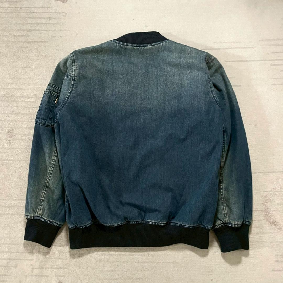 美品 Johnbull MA-1 デニム ユーズド加工 裏ボア L