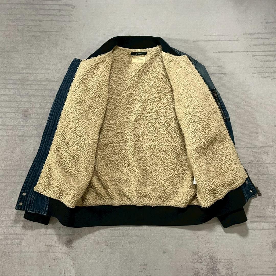 美品 Johnbull MA-1 デニム ユーズド加工 裏ボア L