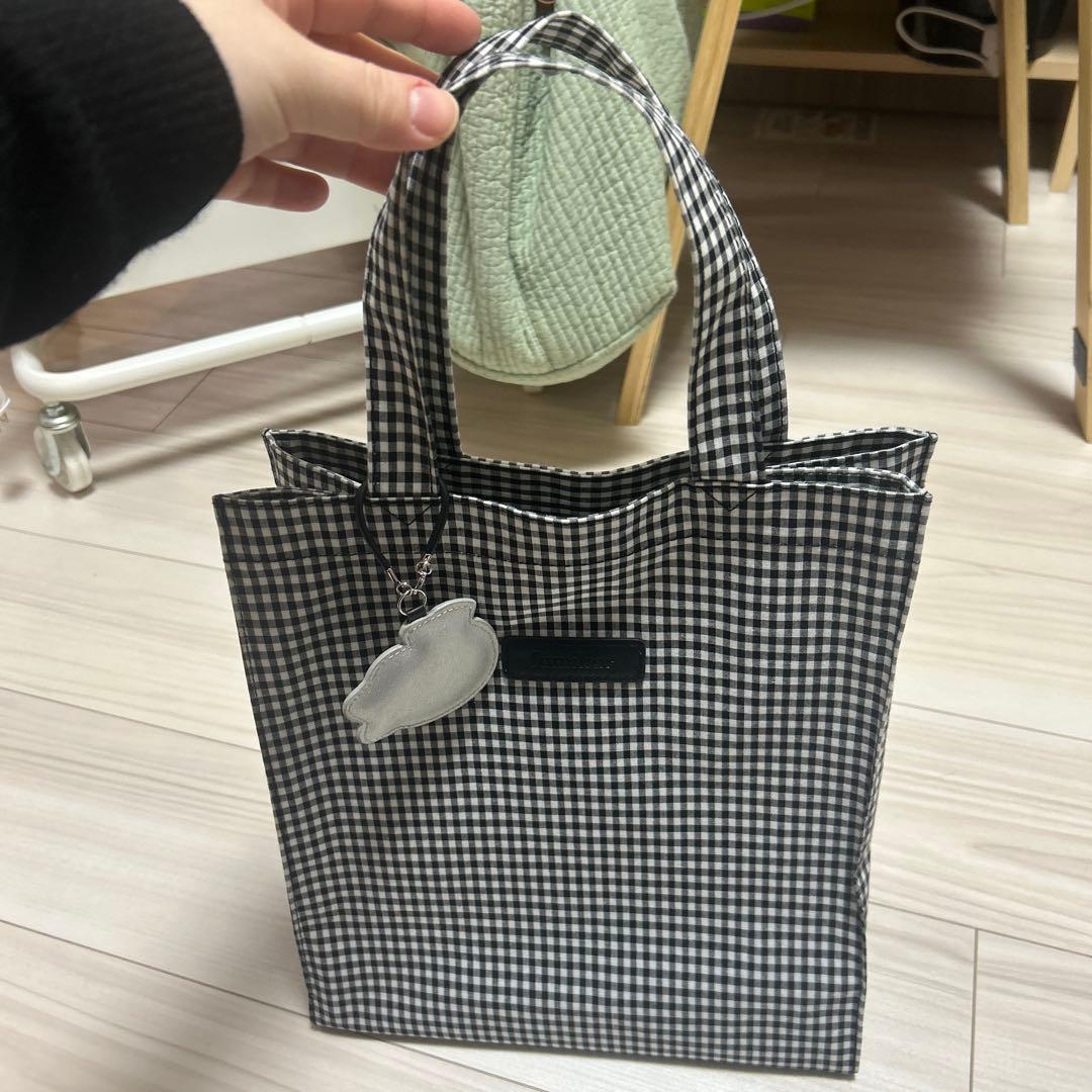 ファミリア　ギンガムチェック　トートバック