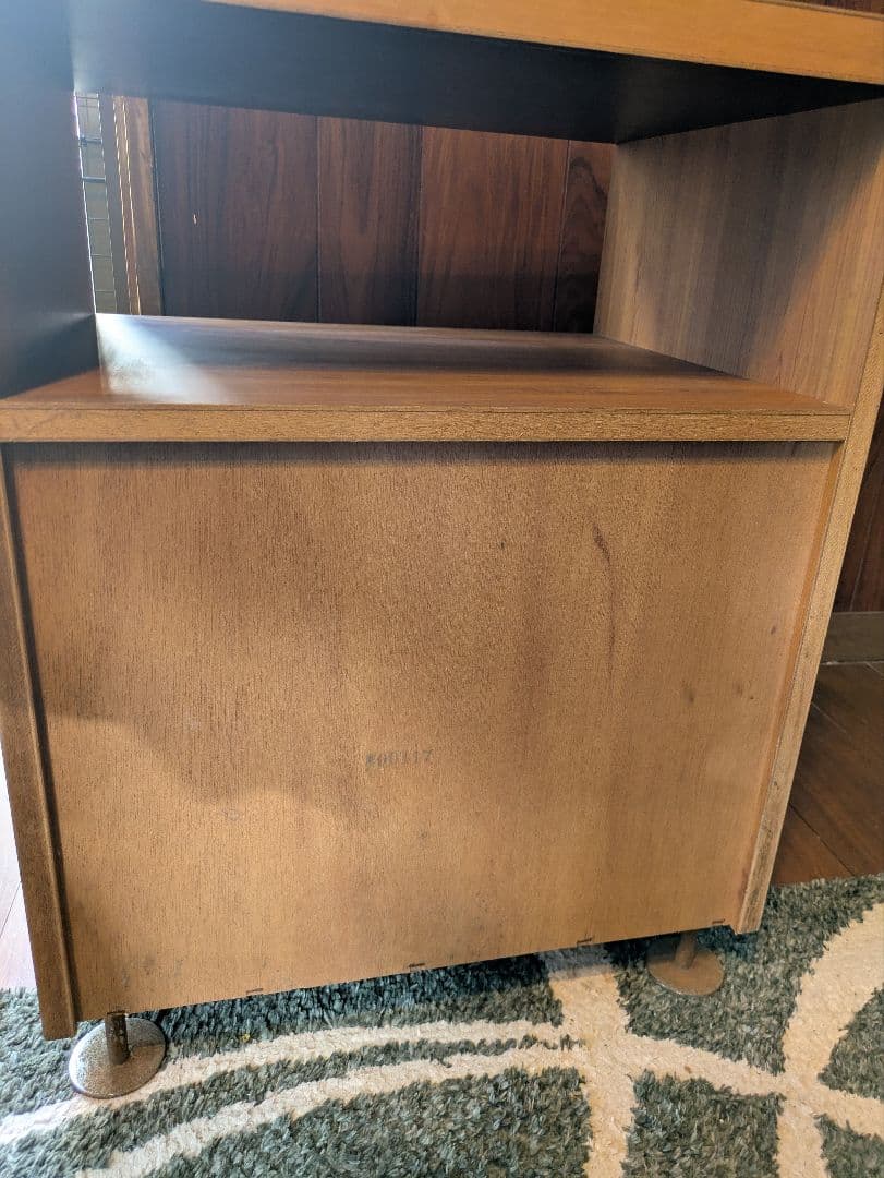 木製サイドテーブル　昭和レトロ　レコードラック