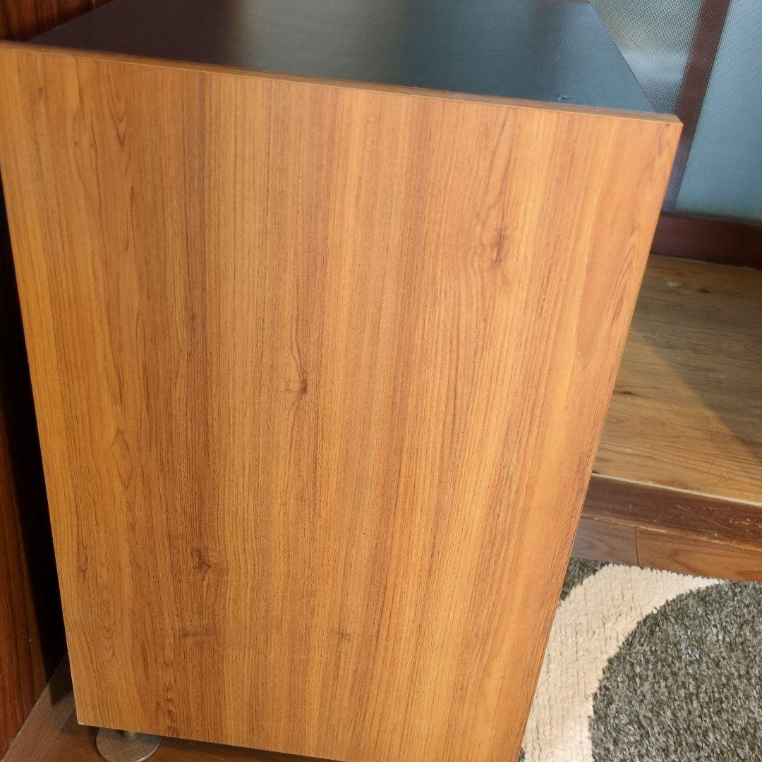 木製サイドテーブル　昭和レトロ　レコードラック
